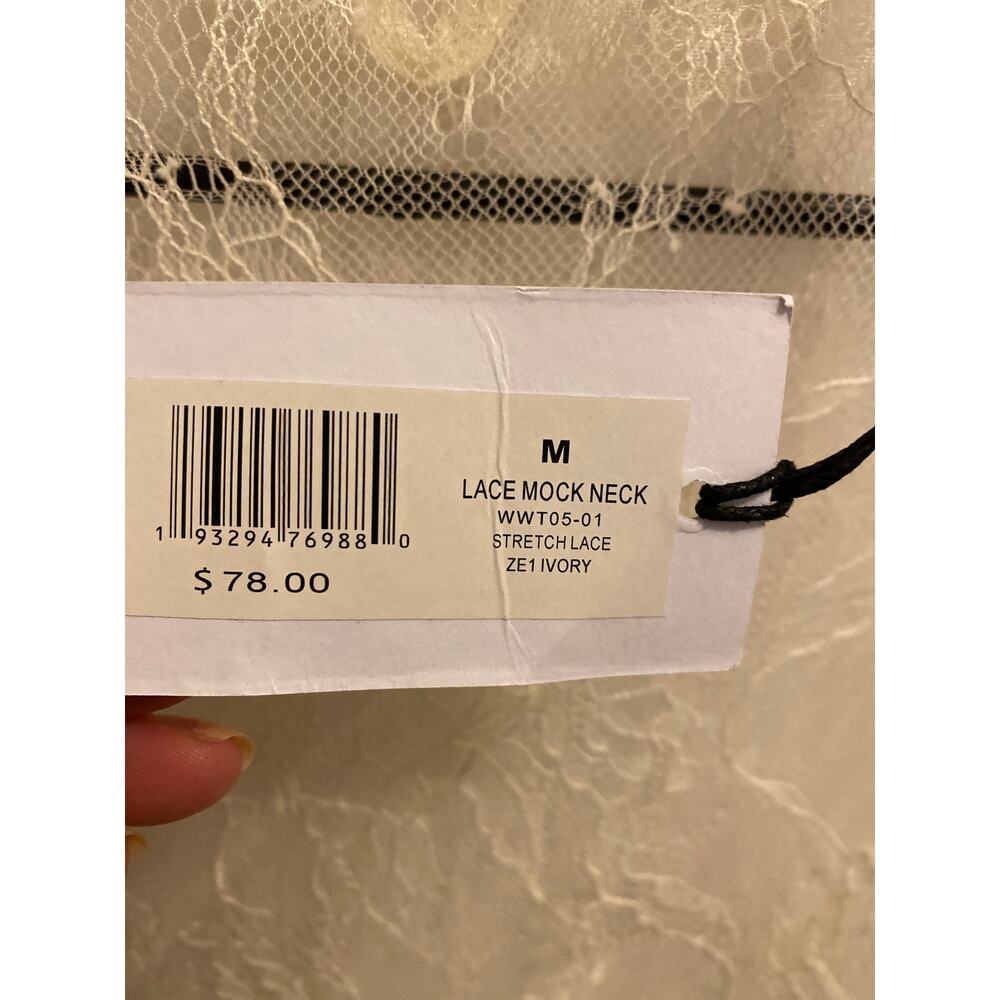 Brand New WeWoreWhat Women's Size Medium Ivory White Lace Mock Neck Top - Picture 6 of 7
